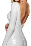 Sparkly White Sequin Bodycon Backless Mini Prom Dress