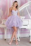 Sparkly Lilac A Line Tulle Sweetheart Short Prom Dress