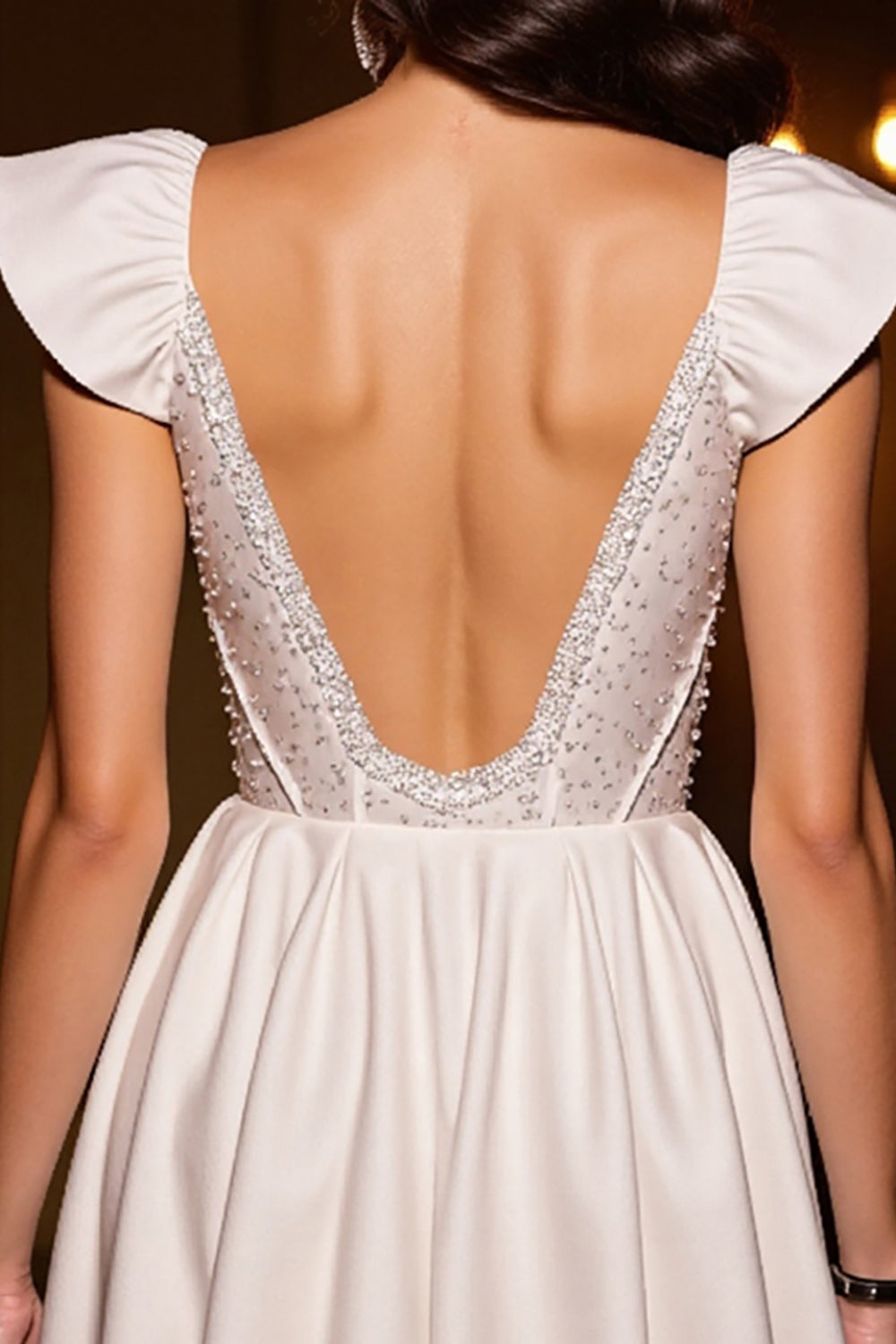 Sparkly Ivory Corset Satin A Line Short Prom Dress