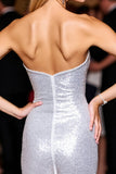 Sparkly Silver Sequin Sweetheart Corset Bodycon Mini Prom Dress