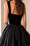 Sweetheart Black A Line Satin Short Prom Dress