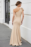 Apricot Sheath Satin Maxi Mother of the Bride Dress with Bow