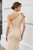 Apricot Sheath Satin Maxi Mother of the Bride Dress with Bow