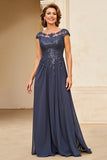 Sparkly Twilight Chiffon A Line Maxi Mother of the Bride Dress with Appliques