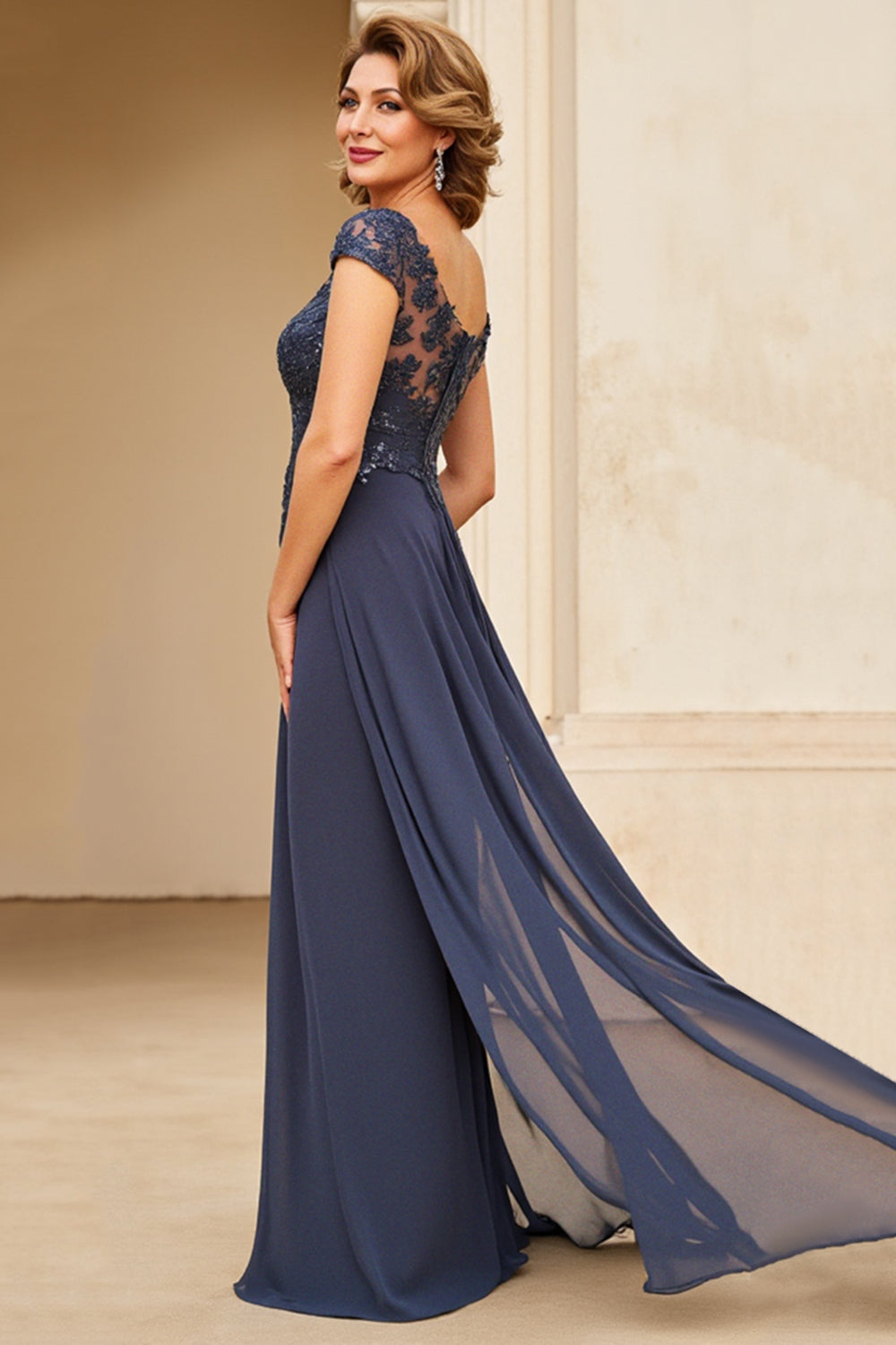 Sparkly Twilight Chiffon A Line Maxi Mother of the Bride Dress with Appliques