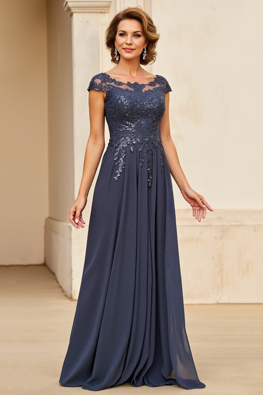 Sparkly Twilight Chiffon A Line Maxi Mother of the Bride Dress with Appliques