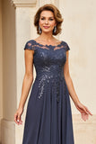 Sparkly Twilight Chiffon A Line Maxi Mother of the Bride Dress with Appliques