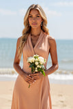 Sunset Chiffon V-Neck A Line Boho Maxi Bridesmaid Dress