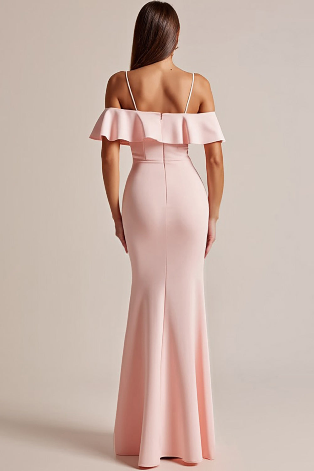 Pink V-Neck Maxi Mermaid Prom Dress with Slit