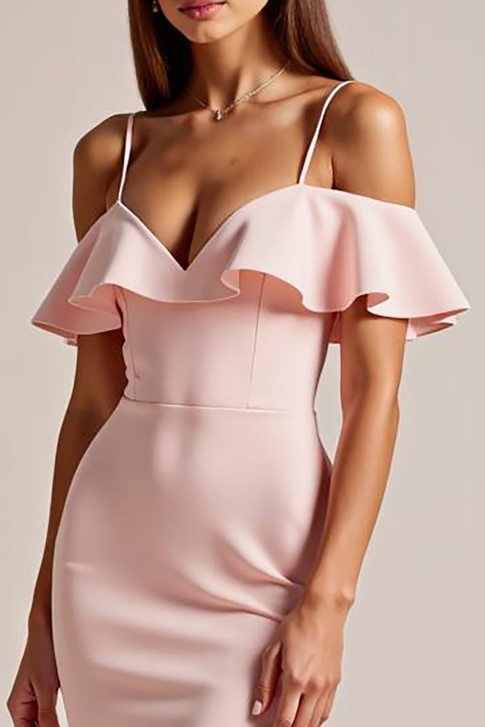 Pink V-Neck Maxi Mermaid Prom Dress with Slit