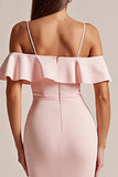 Pink V-Neck Maxi Mermaid Prom Dress with Slit