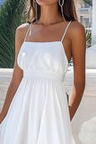 White A Line Maxi Boho Dress with Ruffles