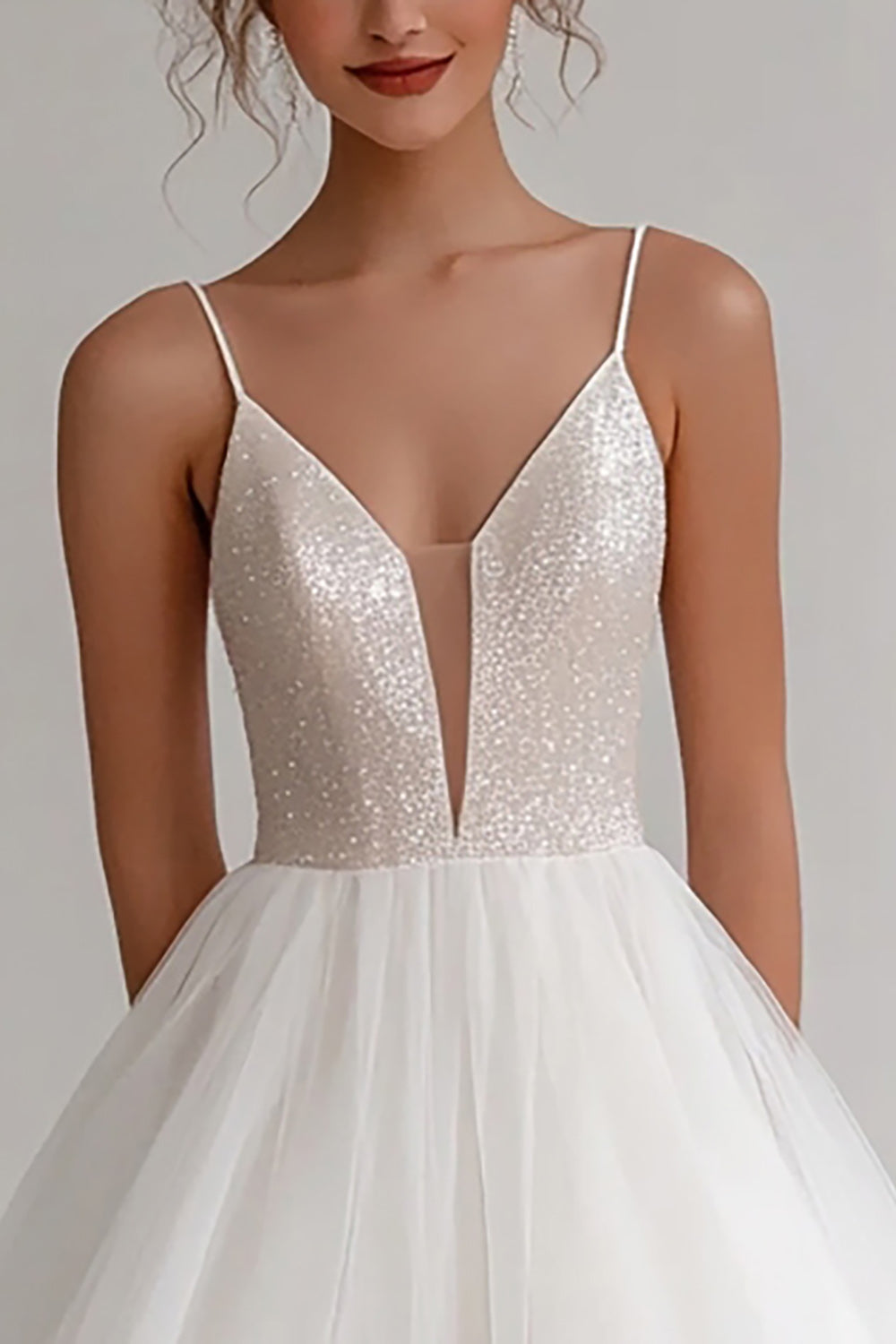 Sparkly Ivory Spaghetti Straps Mini A Line Graduation Dress with Sequins