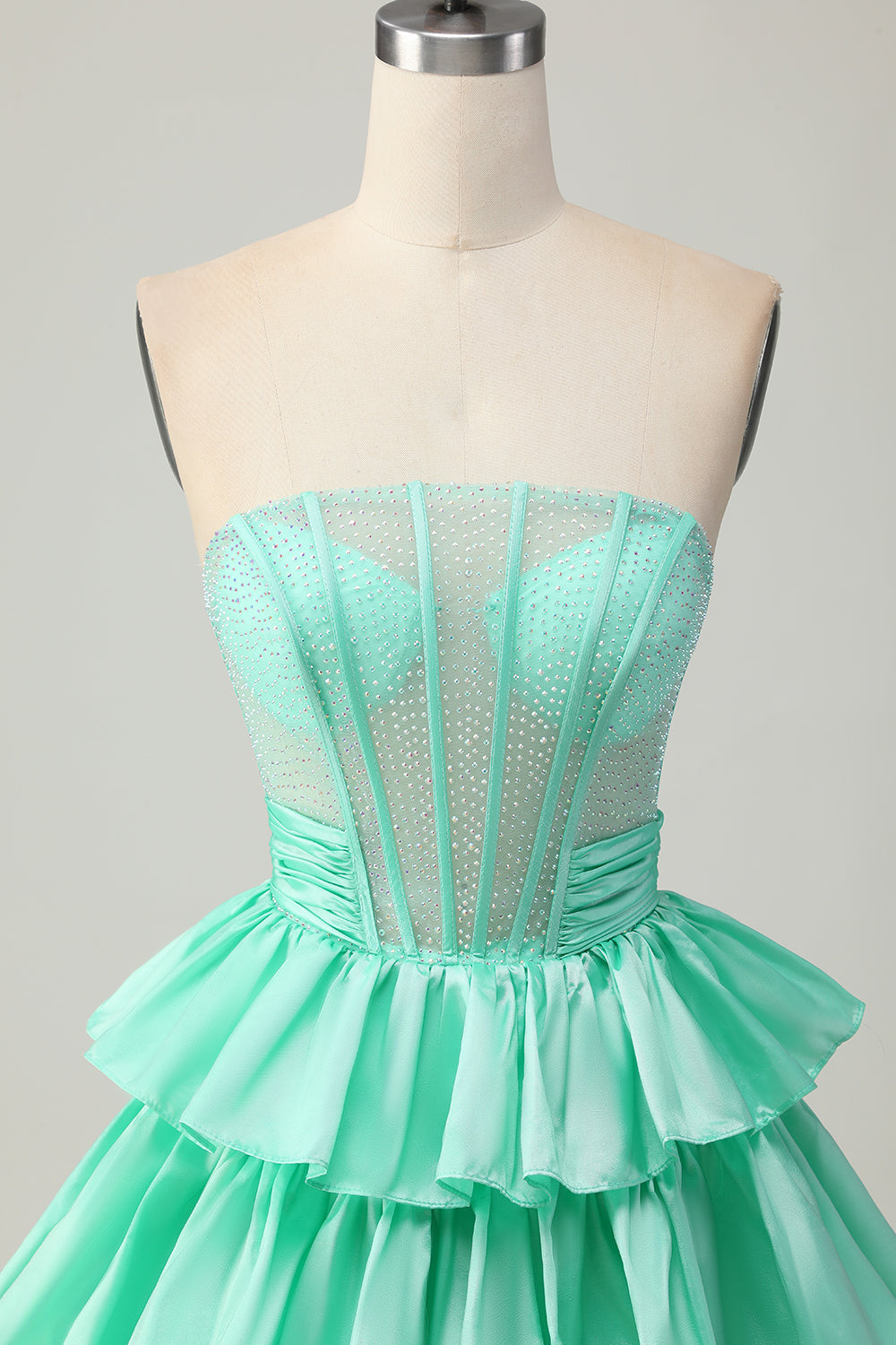 Sparkly Red Ruffled Corset A Line Short Prom Dress with Bow
