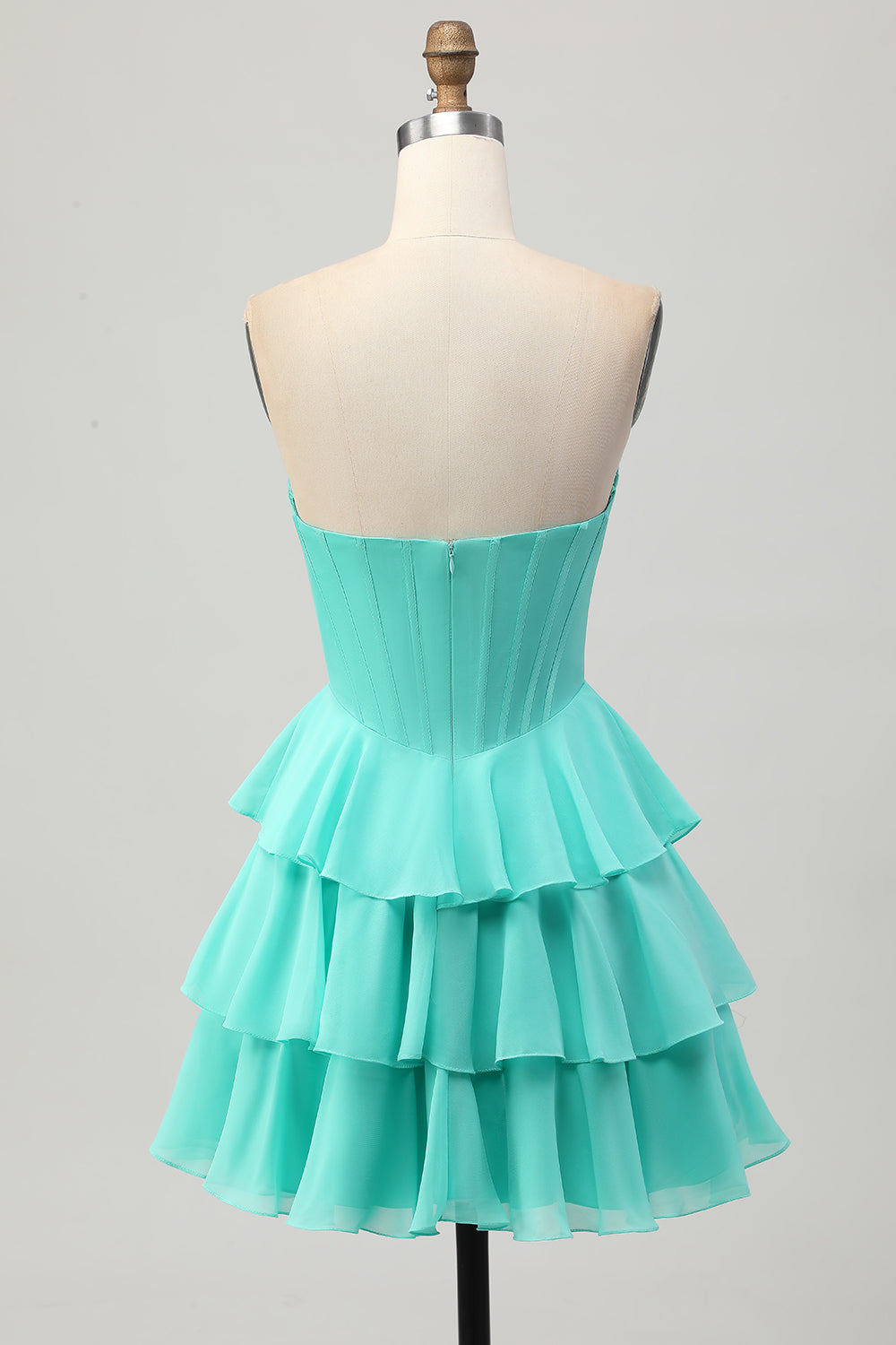 Sparkly Green Corset Ruffled Sweetheart Short Prom Dress with Ruffles
