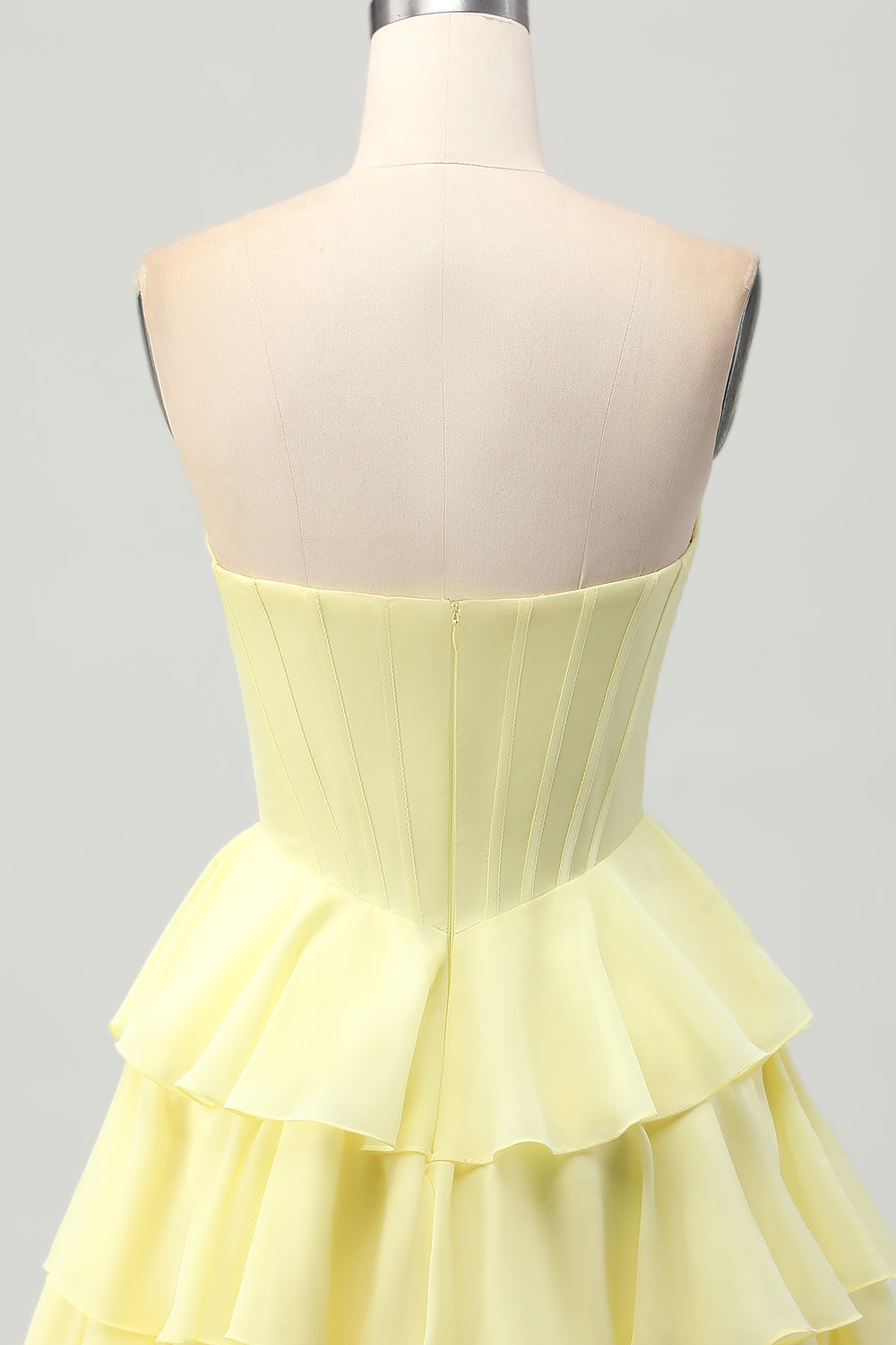 Sparkly Yellow Corset Ruffled Sweetheart Short Prom Dress with Beading
