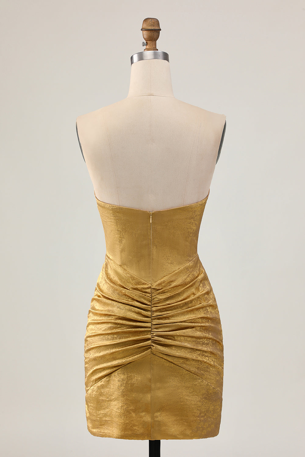 Sparkly Golden Tight Strapless Short Cocktail Dress with Beading