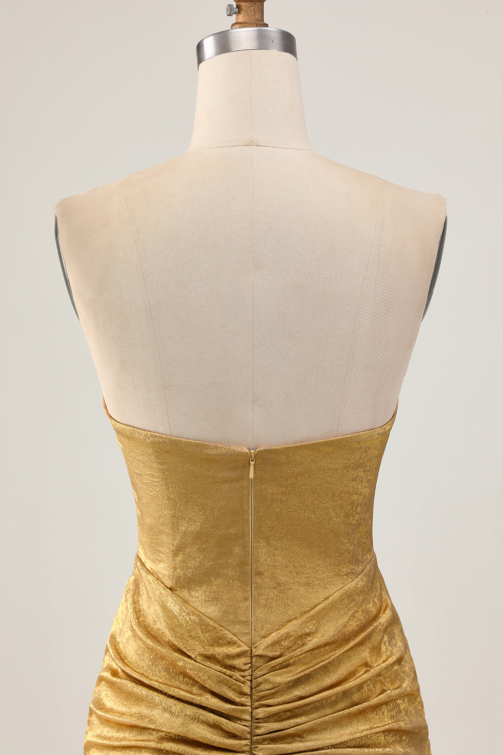 Sparkly Golden Tight Strapless Short Cocktail Dress with Beading