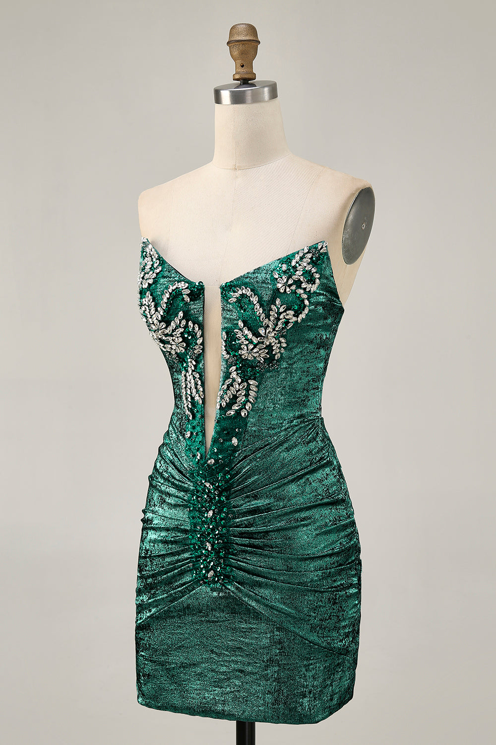 Sparkly Golden Tight Strapless Short Cocktail Dress with Beading