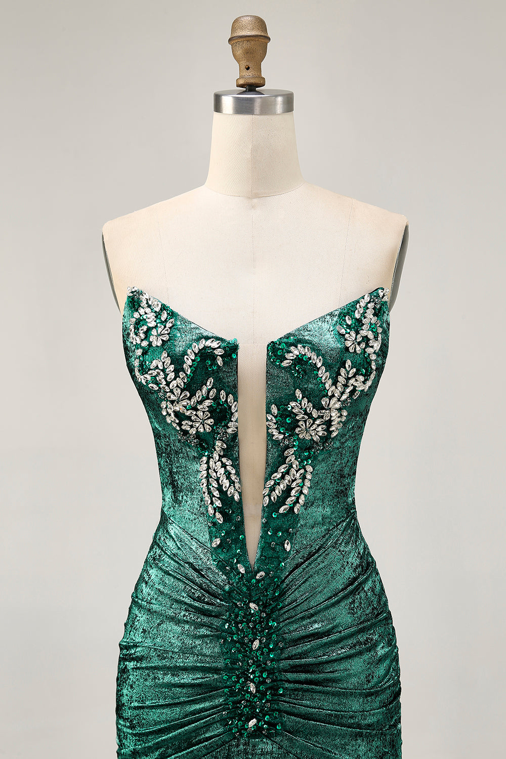 Sparkly Wine Tight Metallic Strapless Short Cocktail Dress with Beading