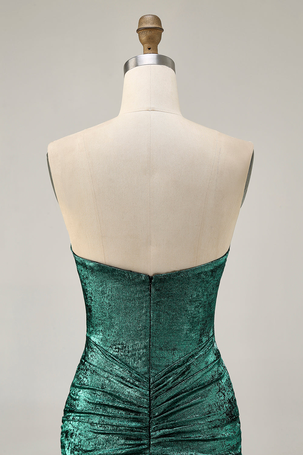 Sparkly Wine Tight Metallic Strapless Short Cocktail Dress with Beading