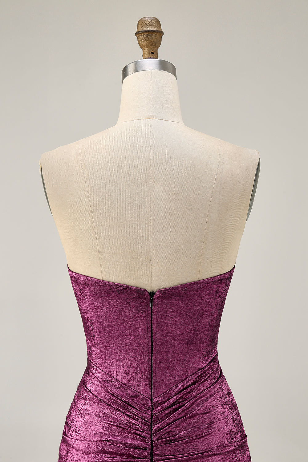 Sparkly Wine Tight Metallic Strapless Short Cocktail Dress with Beading