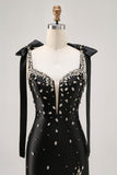Sparkly Black Satin Rhinestones Tight Short Prom Dress
