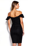Tight Black Off the Shoulder Short Cocktail Dress with Ruffles