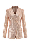 Sparkly Golden Notched Lapel 2 Piece Sequin Women Suits