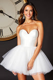 Sweetheart A Line Tulle Short White Bridal Dress