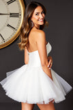 Sweetheart A Line Tulle Short White Bridal Dress