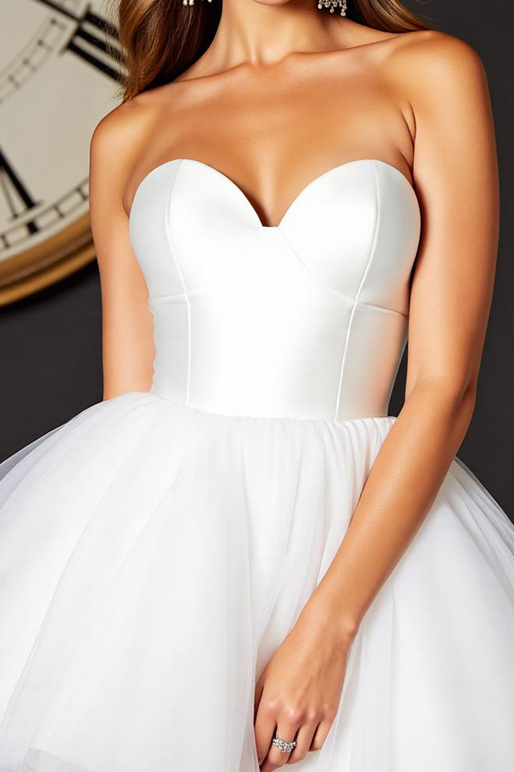 Sweetheart A Line Tulle Short White Bridal Dress