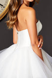 Sweetheart A Line Tulle Short White Bridal Dress