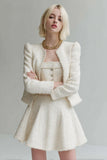 A Line White 2 Piece Long Sleeves Tweed Outfits