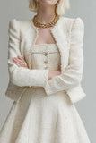 A Line White 2 Piece Long Sleeves Tweed Outfits
