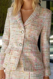 Light Pink 2 Piece Tweed Outfits with Fringes