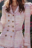 Light Pink Short Tweed Blazer with Sleeves