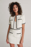 White 2 Piece Blazer Short Tweed Outfits with Pockets