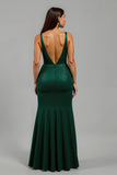 Sparkly Dark Green Sheath V-Neck Sequins Maxi Holiday Party Dress with Slit
