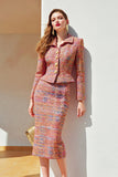 Sunset 2 Piece Tweed Pencil Midi Pageant Interview Outfits