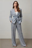 Sparkly Sequins Grey 2 Piece Women Prom Suits with Pockets