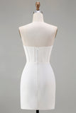 Sparkly White Tight Sweetheart Short Cocktail Dress with Beading