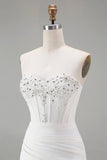 Sparkly White Tight Sweetheart Short Cocktail Dress with Beading