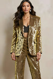 Sparkly Golden Peak Lapel Sequins Women Prom Suits