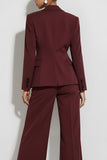 Burgundy 2 Piece Notched Lape Long Sleeves Single Breasted Business Suits