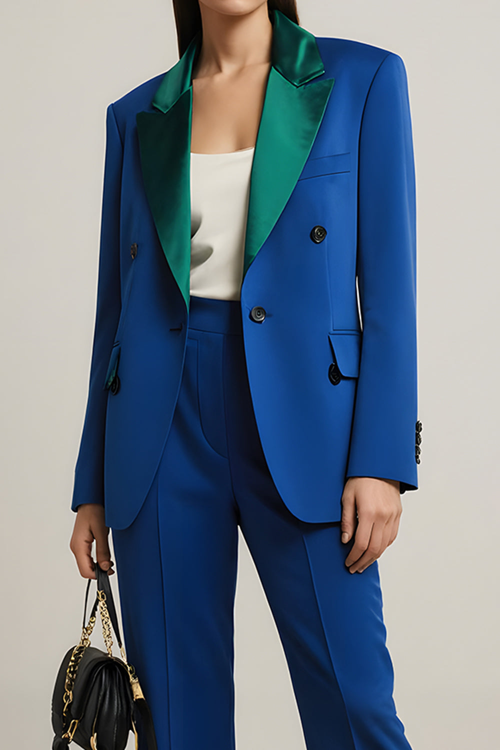 Royal Blue Peak Lapel 2 Piece Long Sleeves Business Suits