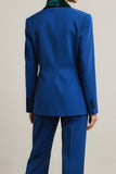 Royal Blue Peak Lapel 2 Piece Long Sleeves Business Suits