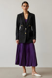Black and Purple 2 Piece Long Sleeves Peak Lapel A-Line Pleated Business Suits