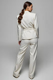 Ivory 2 Piece Long Sleeves Notched Lapel Business Suits