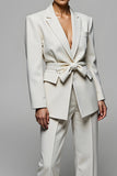 Ivory 2 Piece Long Sleeves Notched Lapel Business Suits